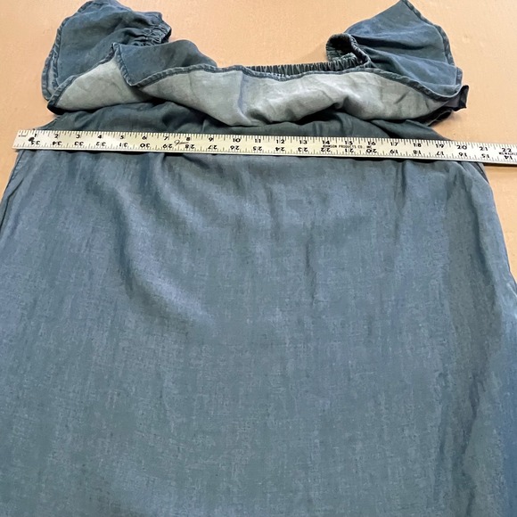 Tommy Bahama Women's M Chambray Tencel Off the Shoulder Ruffle Dress Pockets - Picture 5 of 8